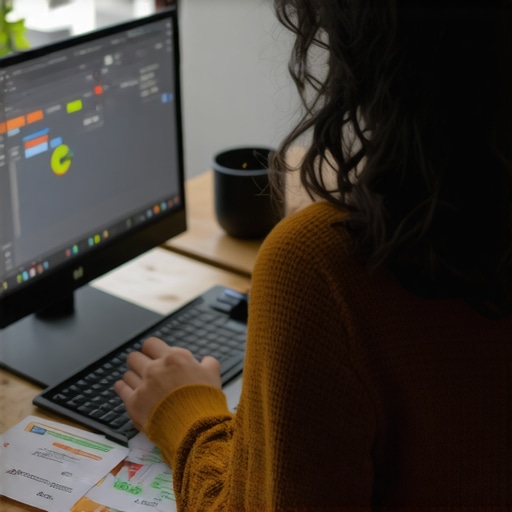 Person analyzing credit scores on a laptop with financial charts and tools