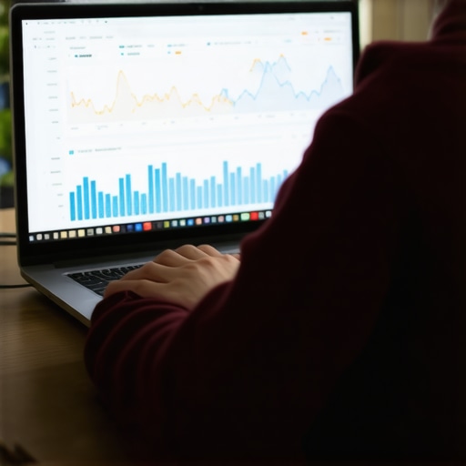 Person managing credit score with software on a laptop.
