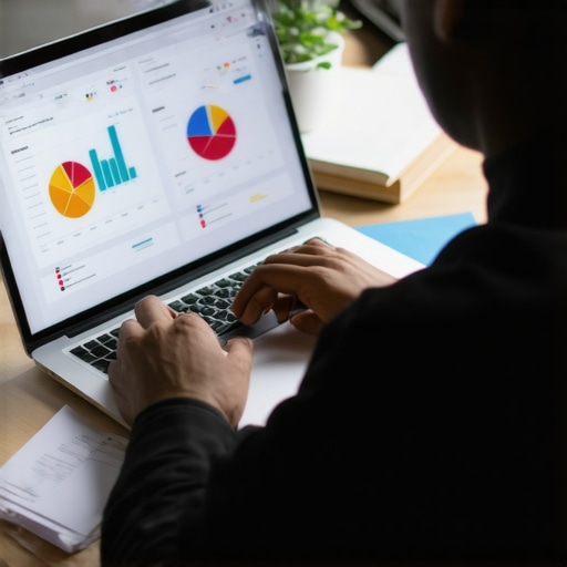 An individual analyzing credit scores and reports on a laptop, emphasizing proactive management