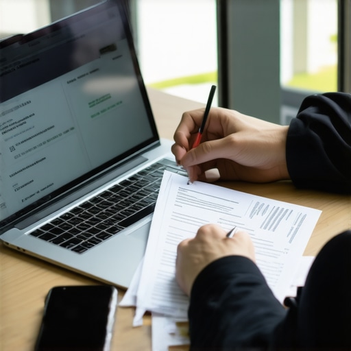 Person analyzing credit report on laptop for ongoing credit health