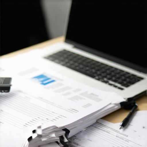 Person analyzing credit documents and phone bills to find proof of fraudulent charges.
