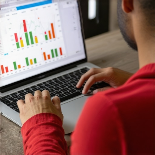 Person analyzing credit scores on laptop with charts