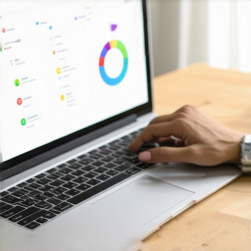Monitoring Credit Progress with Technology Person analyzing credit reports on a digital dashboard for ongoing credit management.