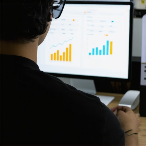 Person analyzing credit report data on a laptop for errors and progress