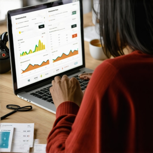 Person analyzing credit reports using digital tools at a desk