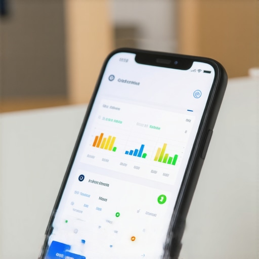 A person checking credit score alerts on their smartphone at a desk