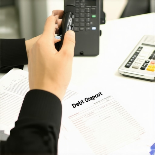 Person discussing debt settlement over the phone with credit documents in background