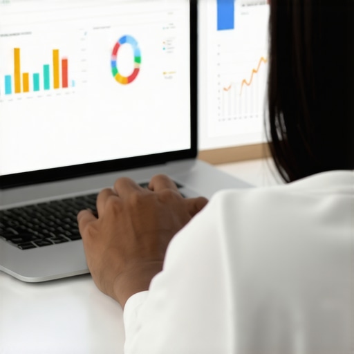 A workspace with a laptop showing credit monitoring data, spreadsheets, and dispute templates.