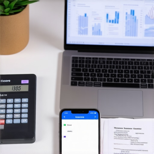 Person managing credit repair documents and monitoring credit scores on their desk.