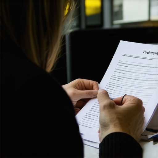 Person analyzing credit report to find errors for dispute