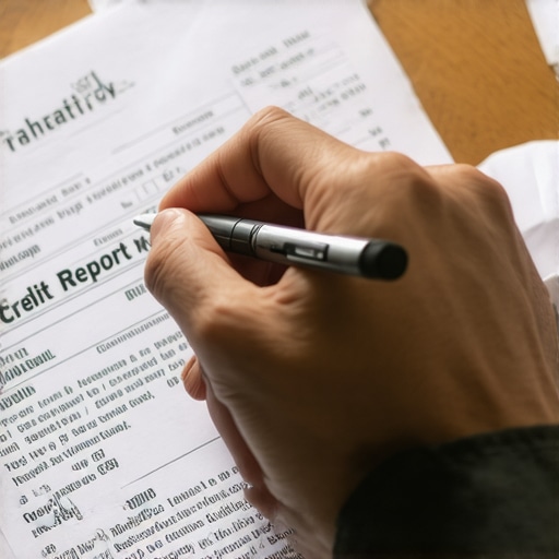 Person analyzing credit report and evidence for dispute process.