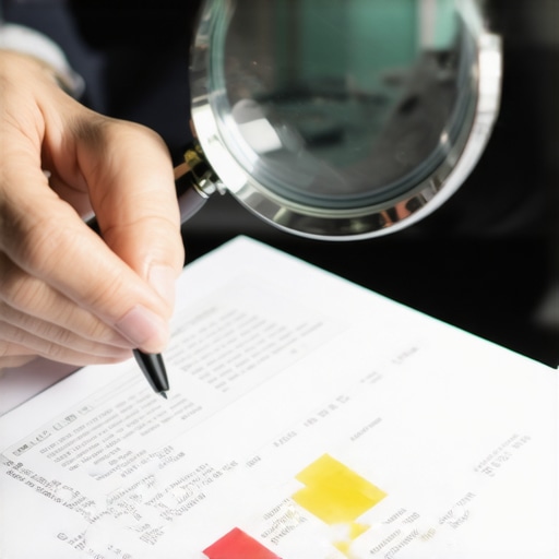 Person examining credit reports with magnifying glass to spot errors