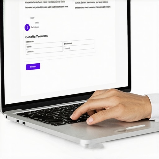 Person analyzing credit reports on a laptop with documents and a magnifying glass.