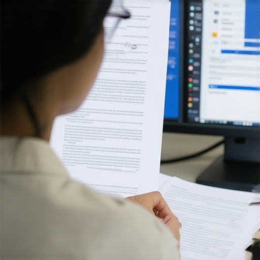 Individual analyzing credit report documents and making disputes