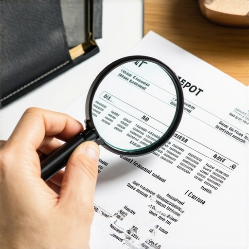 Person carefully inspecting a credit report with a magnifying glass to identify errors.