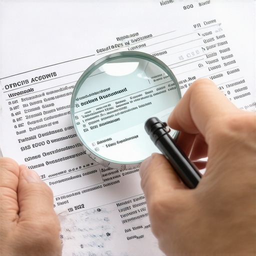 Person examining credit report with magnifying glass to identify errors and outdated accounts