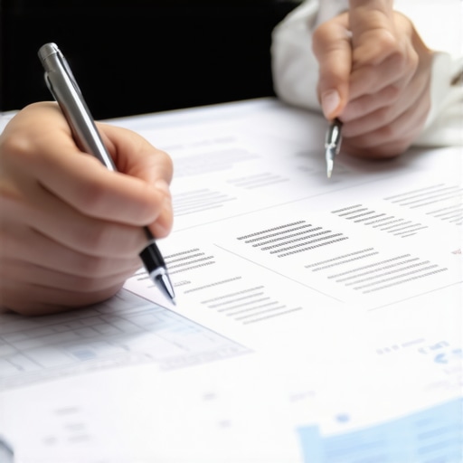 Person examining credit reports and evidence files for dispute
