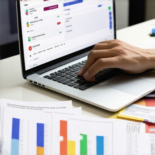 Person managing bank subscriptions on a laptop to improve credit