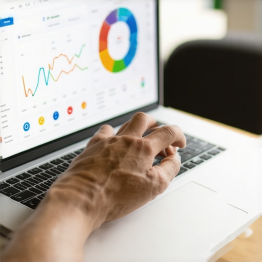 Person analyzing credit report on laptop for long-term credit success