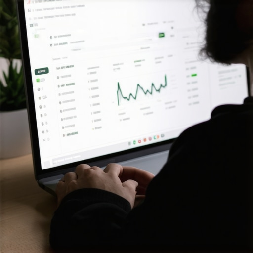 Person managing credit score on laptop with financial tools