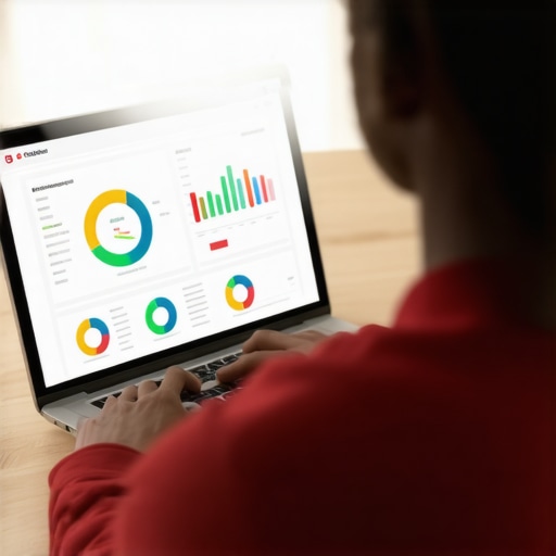 A person analyzing credit reports with digital tools and charts on a laptop screen.