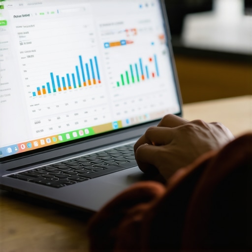 Person analyzing credit scores and reports on a laptop screen, representing credit management tools.