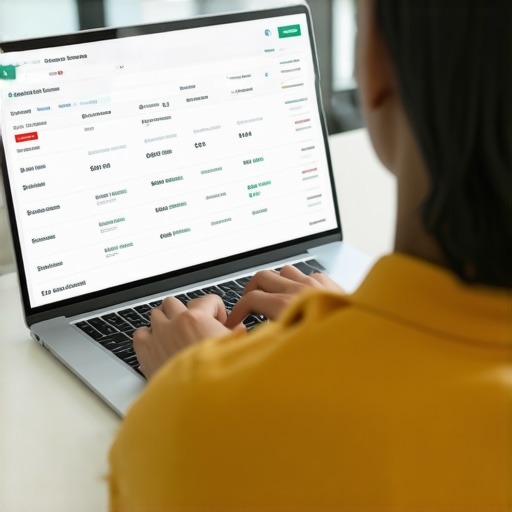 Using Technology to Manage Credit Score Effectively Person analyzing credit report data on laptop in a modern office environment