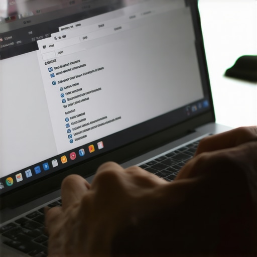 Person checking official mailing addresses on a laptop screen