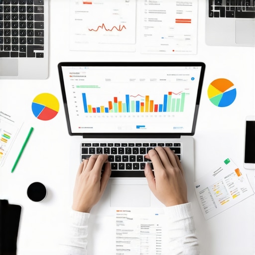 Person analyzing credit data on a laptop with charts and notifications