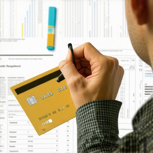 Person analyzing credit reports for errors and disputes
