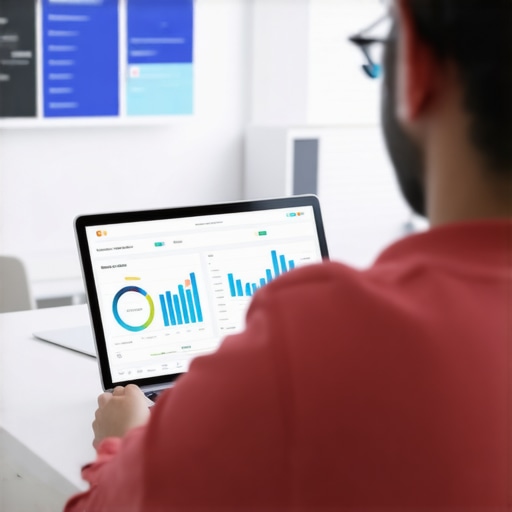 Person analyzing credit report data on a laptop with specialized software