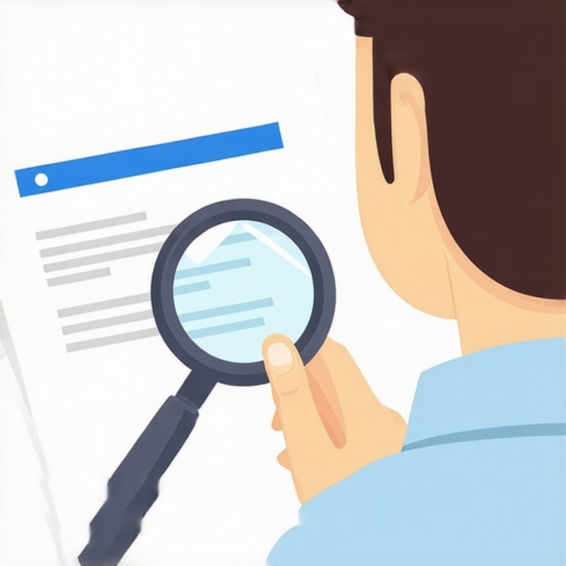 Person analyzing credit report for errors with a magnifying glass