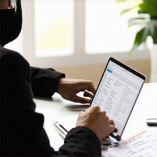 Person analyzing credit report and disputing errors digitally.
