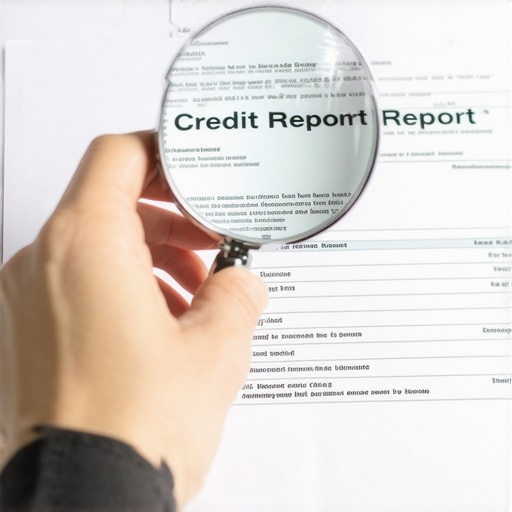 Disputing Credit Report Errors Person reviewing credit report with magnifying glass.