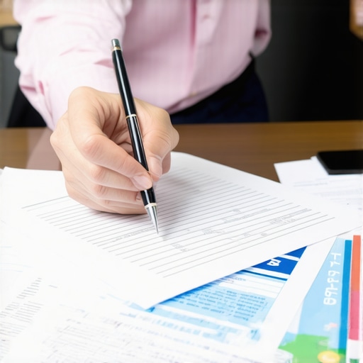 Individual writing a debt dispute letter surrounded by credit documents.