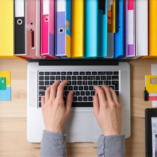Person using a laptop with credit report management and alert notifications.