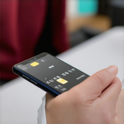 A person checking credit card transactions on a smartphone, illustrating account monitoring.