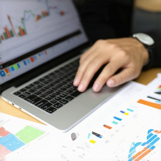 Person analyzing credit report on a laptop for credit management