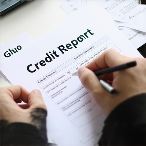 Person analyzing credit report to identify errors for dispute