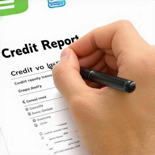 Reviewing Credit Report for Disputes Person analyzing credit report with a pen, pointing at errors