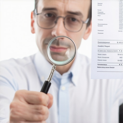 Reviewing Credit Report for Errors Individual examining credit report for inaccuracies in a well-lit setting.