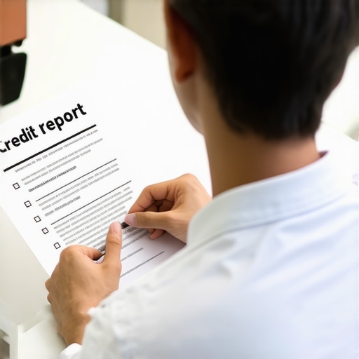 Individual checking credit report with a checklist