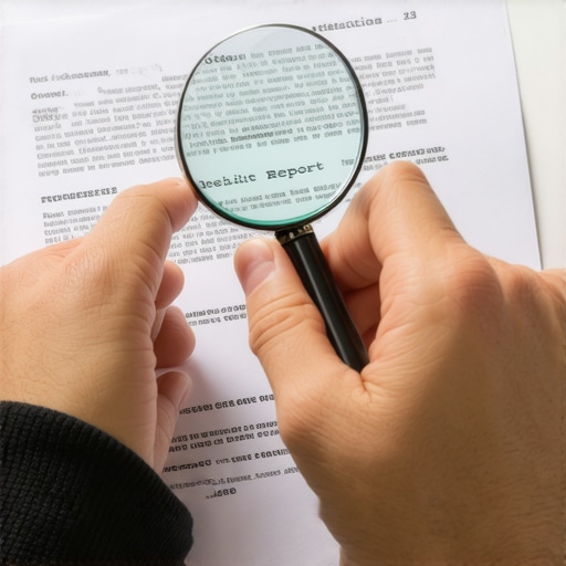 Individual analyzing credit report closely to identify mistakes