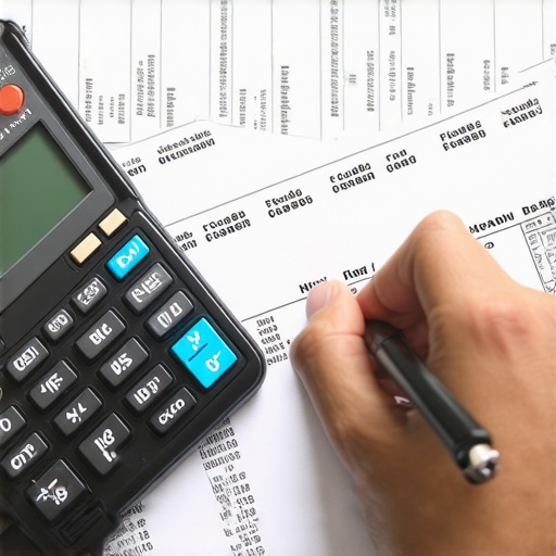 Person analyzing credit reports and financial documents