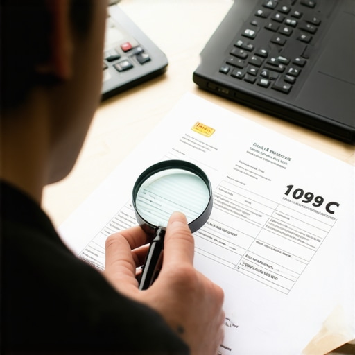 Person analyzing credit report alongside a 1099-C form for credit repair.