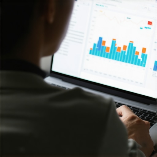 Person analyzing credit report on laptop screen with graphs and alerts