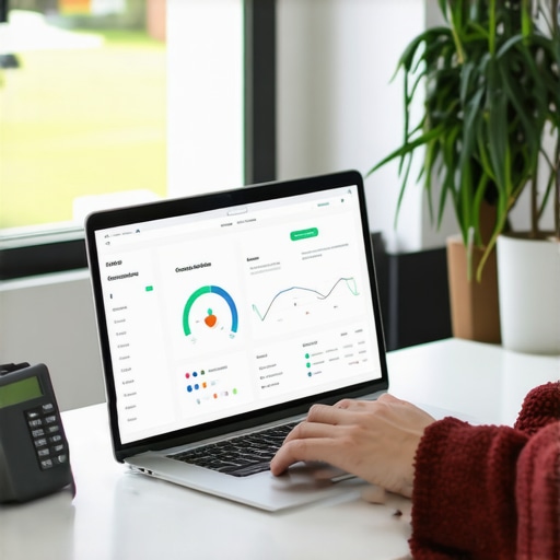 Person managing credit scores and disputes on a laptop with financial software