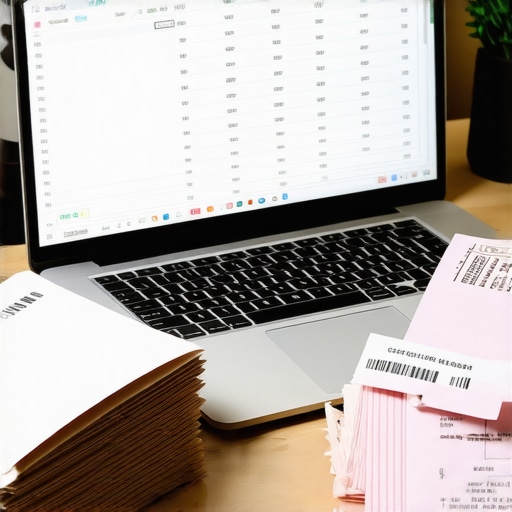 A detailed spreadsheet and certified mail receipts on a desk for credit tracking.