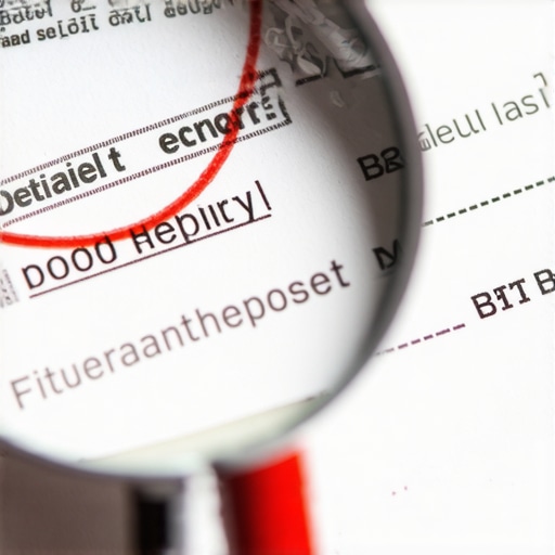 Magnifying glass inspecting errors on a credit report for expert credit repair