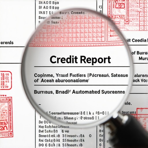 Close up of a credit report being analyzed by automated systems for flags